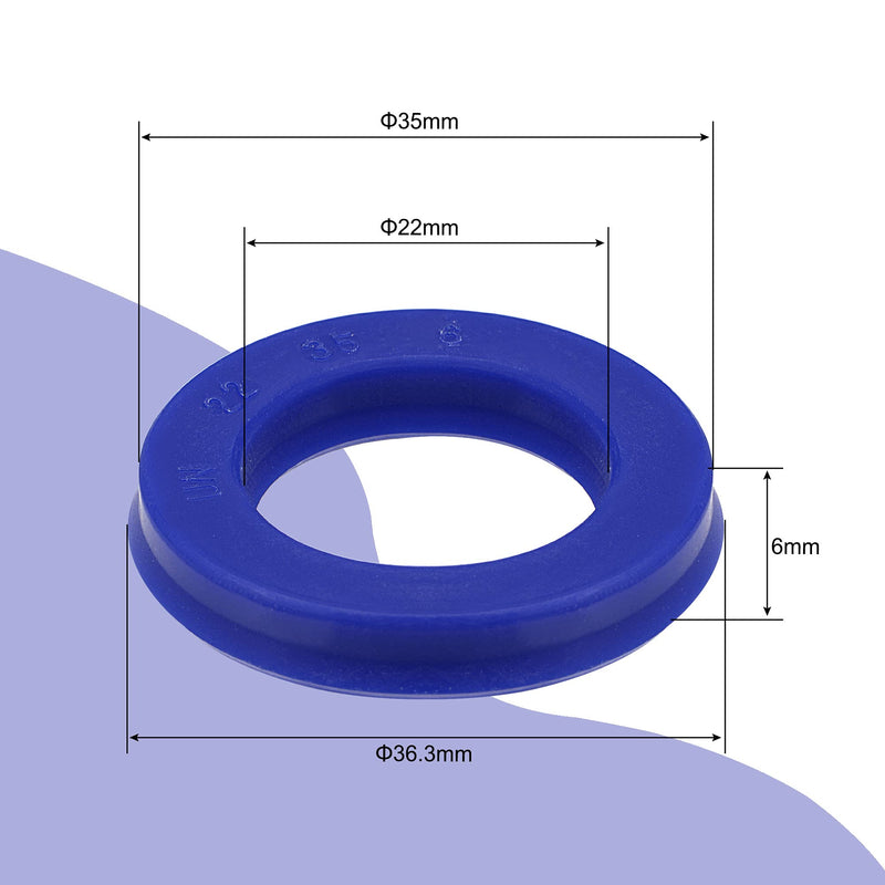 [Australia - AusPower] - MECCANIXITY UN Radial Shaft Seal 22mm ID x 35mm OD x 6mm Width PU Oil Seal, Blue Pack of 5 22x35x6mm 