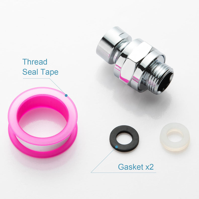 [Australia - AusPower] - OFFO All Metal Shower Head Swivel Ball Adapter, Solid Brass Adjustable Shower Arm Extension Connector Universal Showering Component, Chrome 