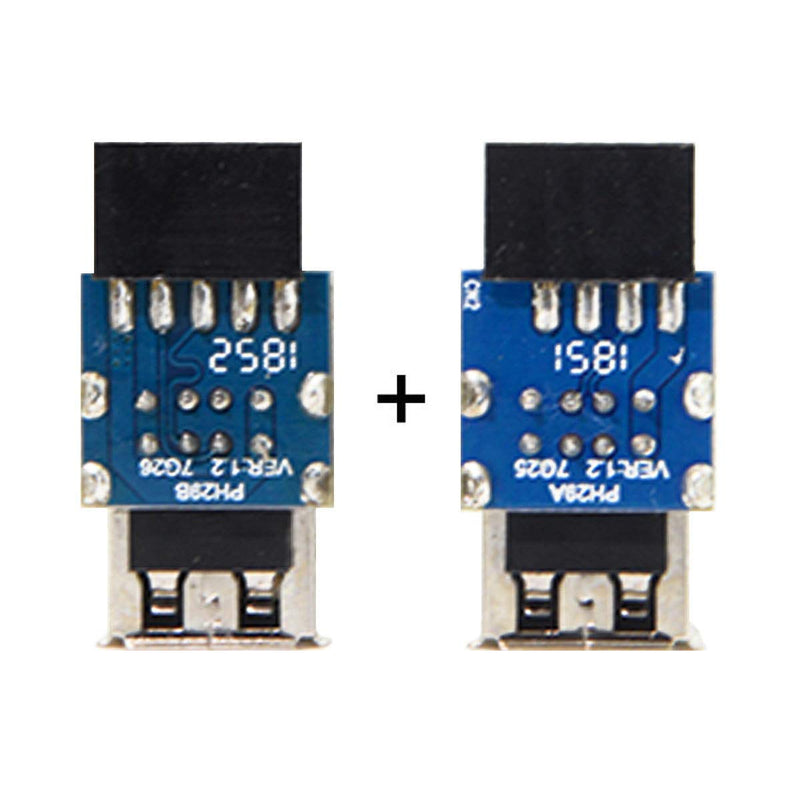 [Australia - AusPower] - Cablecc 2pcs 9Pin/10Pin Motherboard Female Header to Dual USB 2.0 Female Adapter Vertical Type 