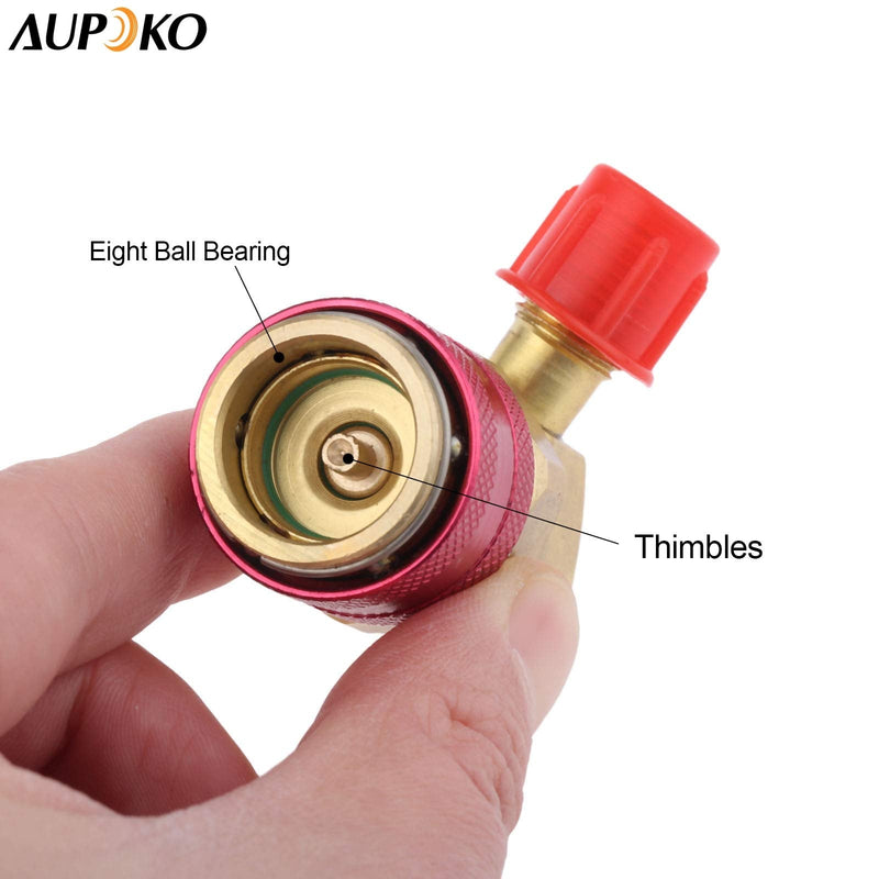 [Australia - AusPower] - R12 to R134A Conversion Quick Connect Coupler Kit, High/Low Side 90 Degree Angle Quick Coupler Manifold Gauge Set with R134A 1/2" Female x 1/4" SAE Male Tank Adapter 