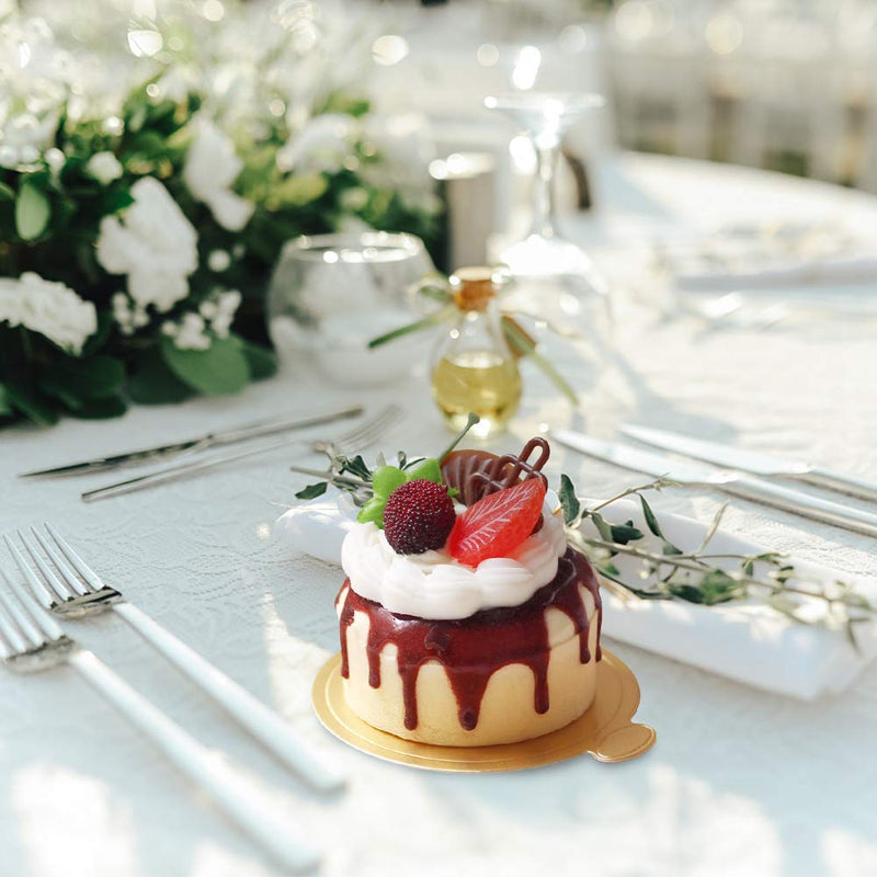 [Australia - AusPower] - HANSGO Mini Round Golden Cardboard Cake Base, Mousse Cake Boards100PCS Cake Paper Plates Circle Cardboard Base Dessert Board Base Grease Round Cake Base 