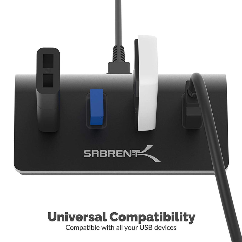 [Australia - AusPower] - SABRENT Premium 4 Port Black Aluminum USB 3.0 Hub (30" Cable) for iMac, MacBook, MacBook Pro, MacBook Air, Mac Mini, or Any PC [Black] (HB-MC3B) 