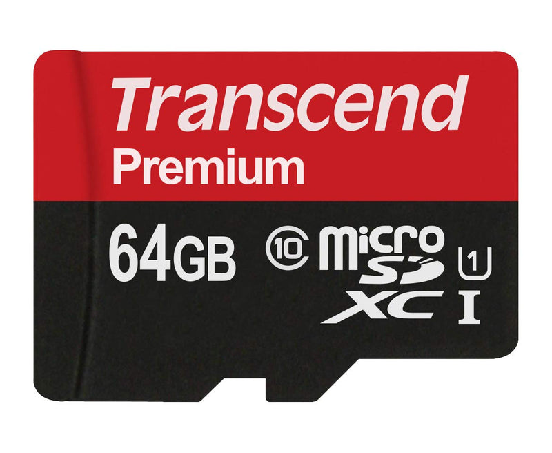 [Australia - AusPower] - Transcend 64GB MicroSDXC Class10 UHS-1 Memory Card with Adapter 90 MB/s (TS64GUSDU1) Standard Packaging 