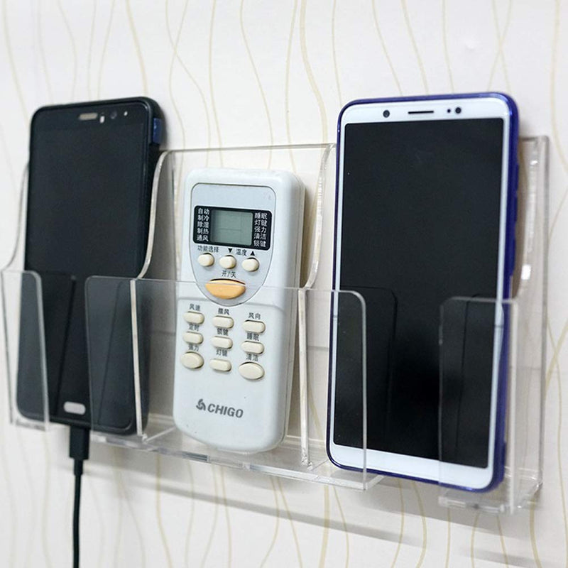 [Australia - AusPower] - Zmmyr Media Organizer Storage Box Acrylic Transparent Wall Mount Mobile Phone Holder Remote Control (Three Grid) Three Grid 