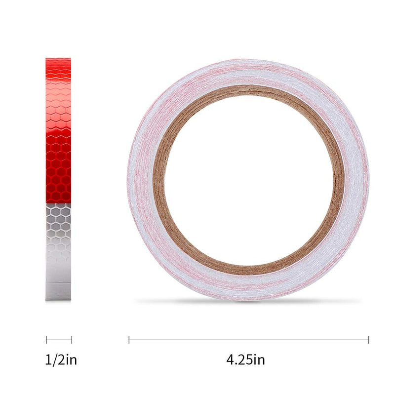 [Australia - AusPower] - STARREY Reflective Tape Red White 1/2 in X 30 FT Waterproof Self Adhesive Trailer Safety Caution Reflector Conspicuity Tape for Trucks Cars 