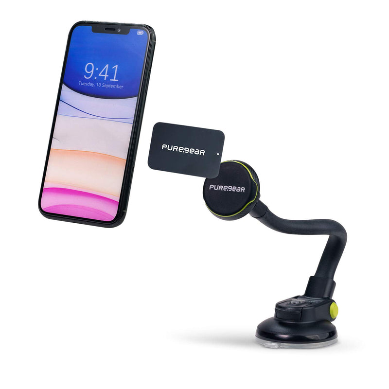 [Australia - AusPower] - PureGear Magnetic Car Phone Mount, Multi-Function Cell Phone Mount, Dashboard Car Phone Holder, Suction Cup Car Phone Holder for iPhone 12/11/Xr/Xs/8/7/6, Galaxy S20/S10/S9/S8 and Most Smartphones 