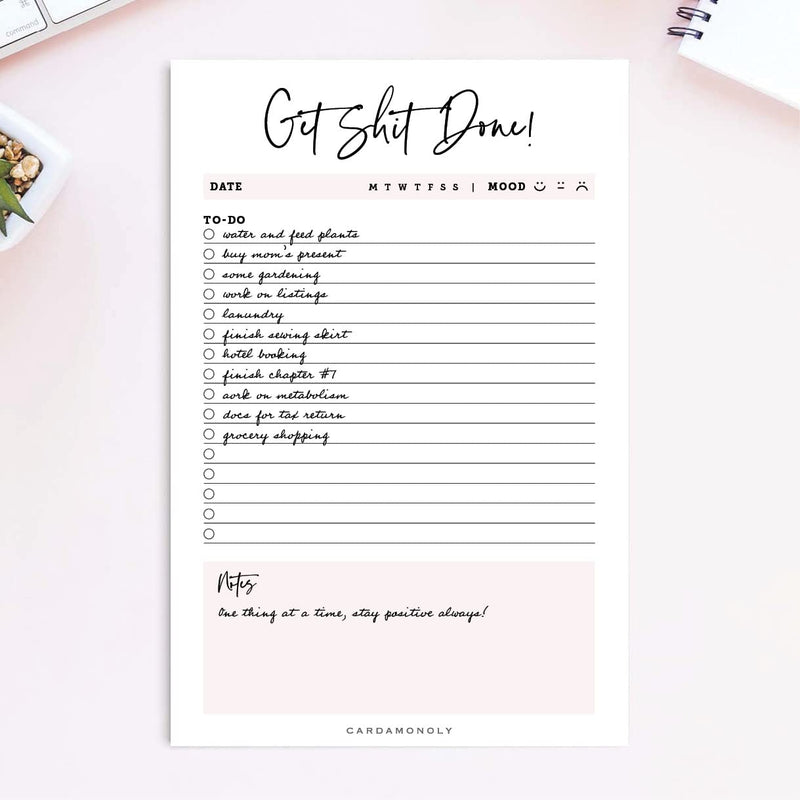 [Australia - AusPower] - Undated Checklist Pad - Get Shit Done Notepad - to DO List - 6 x 9 Inch - Office Decor for Women - 50 Page Tear Off Get Things Done 6 X 9 