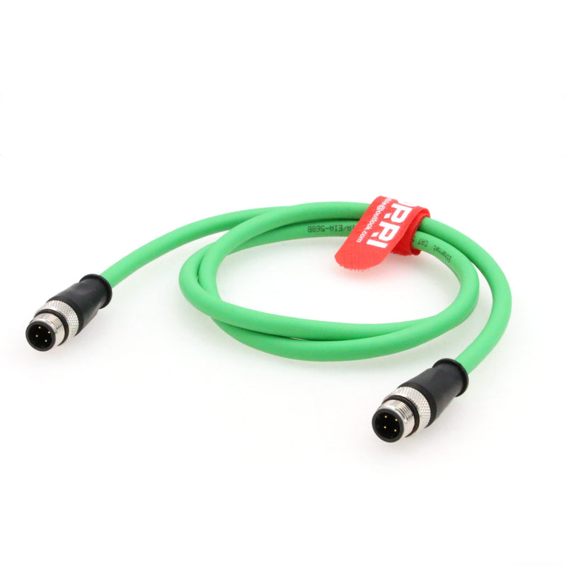 [Australia - AusPower] - DRRI M12 4Pin D-Code Male to D-Code Male Extension Ethernet Shielded Cat5 Cable for Industrial Ethernet, Profinet, Ethernet/IP and EtherCat(1M) 1M Green 
