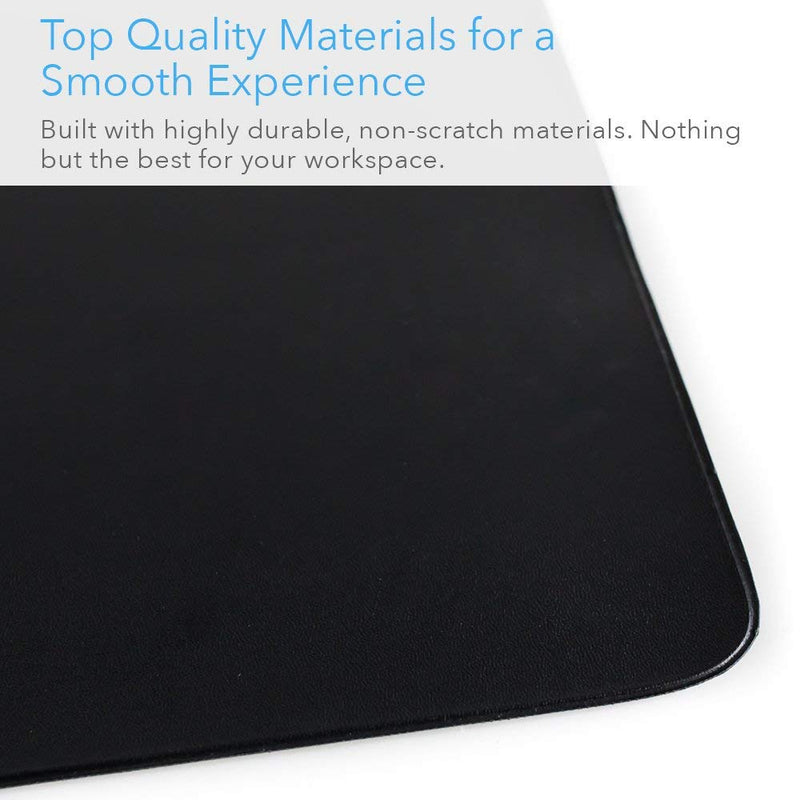 [Australia - AusPower] - ZBRANDS // Leather Smooth Desk Mat Pad Blotter Protector 24" x 17", Midnight Black, Extended Non-Slip Rectangular, Laptop Keyboard Mouse Pad 24" x 17" 