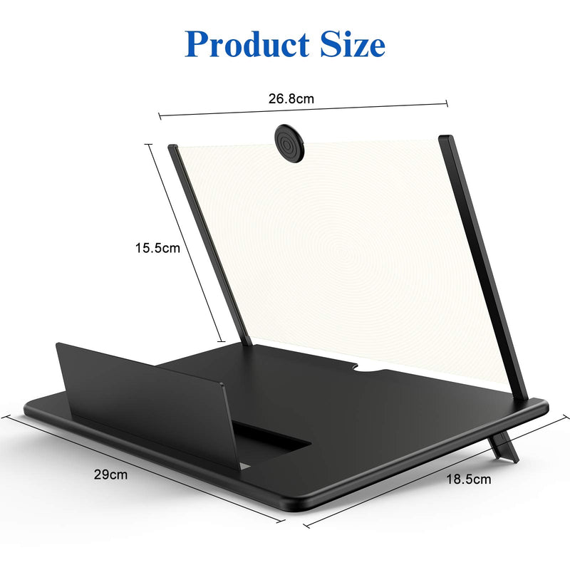 [Australia - AusPower] - 14" Screen Magnifier for Cell Phone -3D HD Magnifing Projector Screen Enlarger for Movies, Videos and Gaming – Foldable Phone Stand Holder with Screen Amplifier–Compatible with All Smartphones (Black) Black-14Inch 