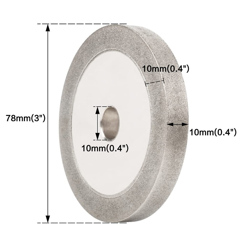 [Australia - AusPower] - 3 Inch Electroplated Diamond Grinding Wheel for Carbide File Milling Cutter Grinder Disc 150 Grit with 3/8" Bore 78x10x10mm 