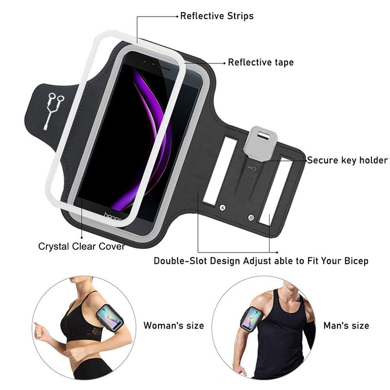 [Australia - AusPower] - ZLFTYCL New Sports Armband for LG G8 ThinQ, Lightweight Skin-Friendly Sweatproof Adjustable Running Armband with Key Holder and Earphone Slot, Perfect for Jogging, Gym, Hiking (Black) 