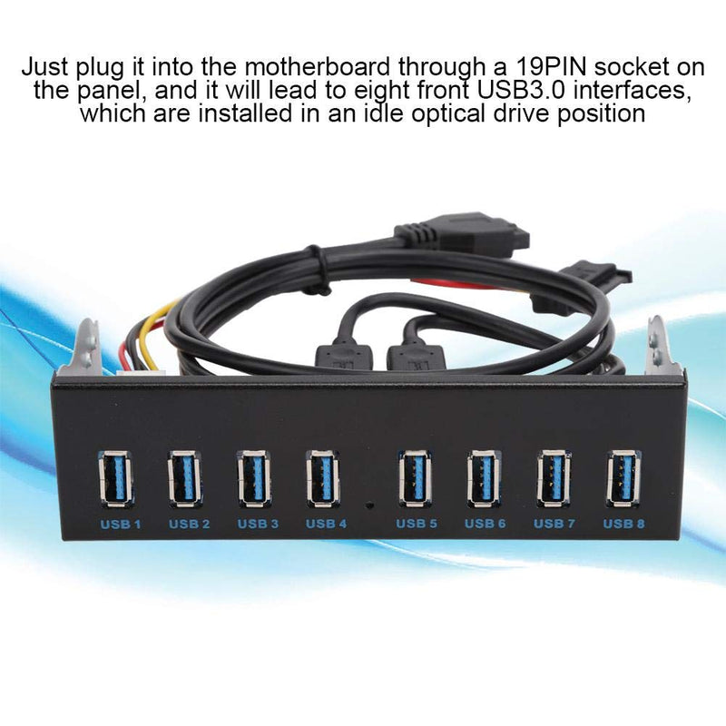 [Australia - AusPower] - USB3.0 8 Port HUB Optical Drive Panel 19PIN 8 Port Hub Optical Drive Extension Front Panel Adapter for PC Computer, Extension Drive Front Panel 