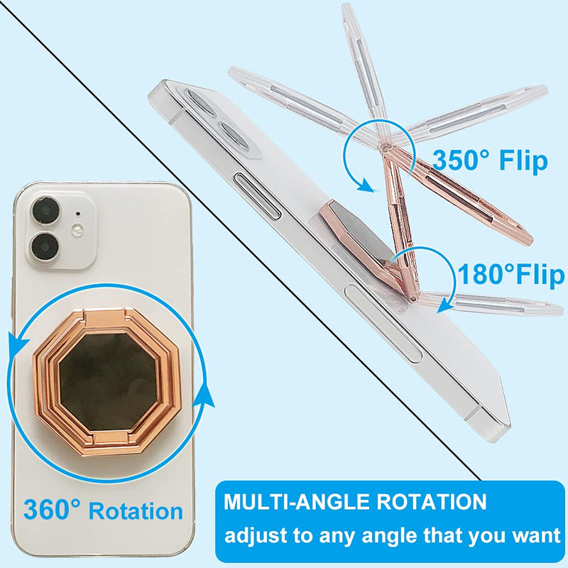 [Australia - AusPower] - Cellphone Ring Holder Finger Kickstand, Foldable 360° Rotation Cell Phone Stand for Desk, Magnetic Car Mount, Metal Multi-Angle for Phone Back Grip Compatible with iPhone, iPad (Rose Gold) Rose Gold 