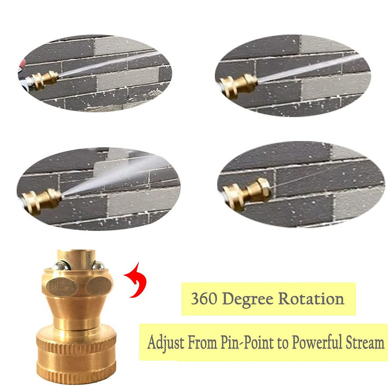 [Australia - AusPower] - FUATY Brass Sweeper Nozzle, 3/4” High Pressure Water Hose Nozzle Adjustable Twist for Watering Cleaning Car Wash Small 