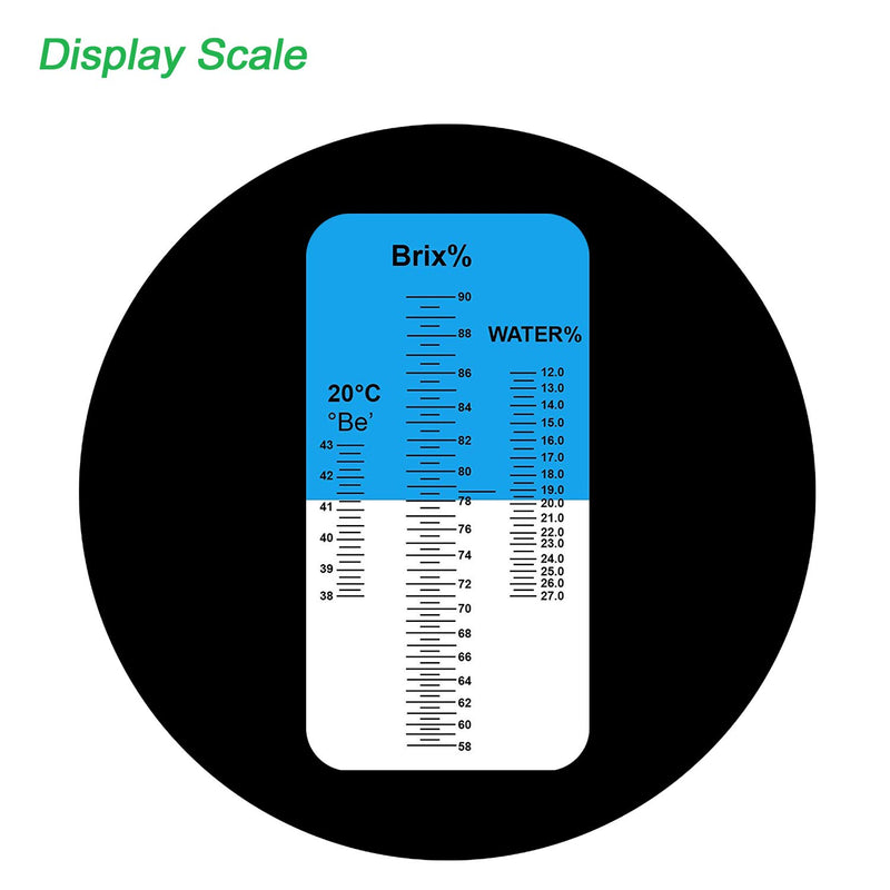 [Australia - AusPower] - Honey Refractometer for Honey Moisture, Brix and Baume, 3-in-1 Uses, 58-90% Brix Scale Range Honey Moisture Tester, with ATC, Ideal for Honey, Maple Syrup, and Molasses, Bee Keeping Supplies 
