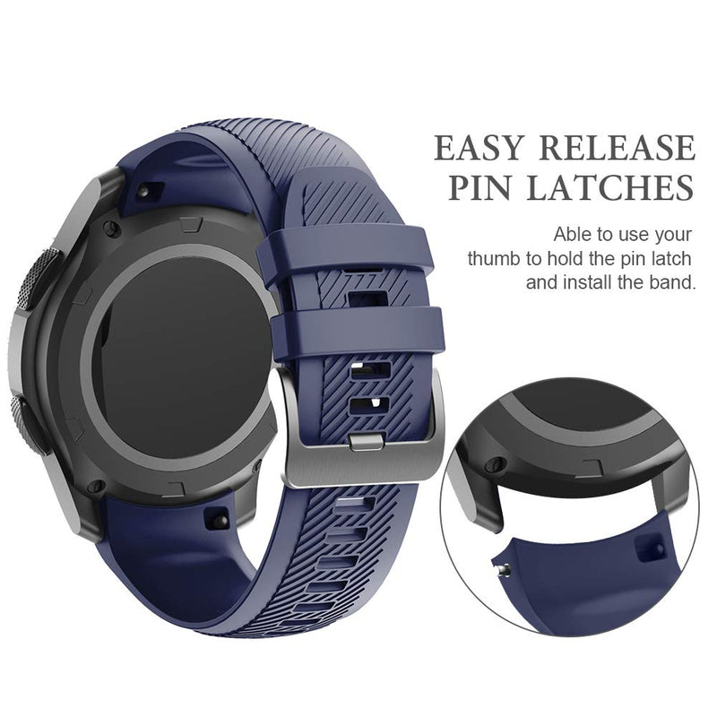 [Australia - AusPower] - ANCOOL Compatible with Gear S3 Bands Soft Silicone Straps Seamless Connection Watch Bands Replacement for Gear S3 Frontier/Classic/Galaxy Watch 46mm Smartwatches, Dark Blue 