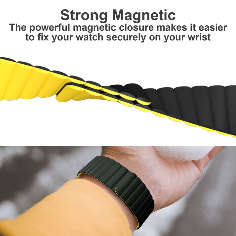 [Australia - AusPower] - Watch Band, Magnetic Smartwatch Bands, Silicone Strap Quick Release 20mm 22mm Smart Watch Straps for Galaxy Watch 42mm Active 2 40mm 44mm Gear S2 S3 Classic Frontier Galaxy Watch 46mm Forerunner 935 Black+Yellow 