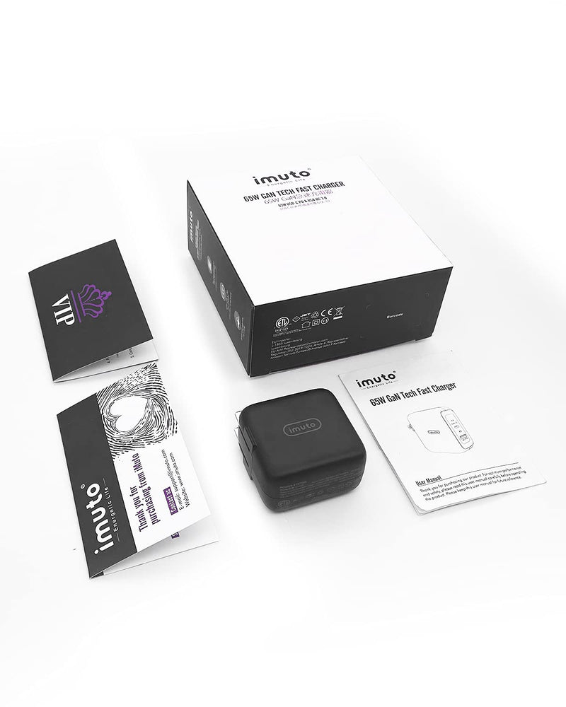 [Australia - AusPower] - imuto USB C Laptop Charger, 65W USB Wall Charger GaN PD 3.0 Fast Charging ，Adapter Compatible with MacBook Pro Air, iPad Pro, iPhone 13/12 Series, Galaxy S21, Dell XPS 13, Etc 