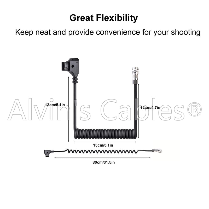 [Australia - AusPower] - Alvin's Cables BMPCC 4K 6K to D Tap Power Cable for Blackmagic Pocket Cinema Camera 4K| 6K Weipu 2 Pin Female to P Tap Coiled Cable 
