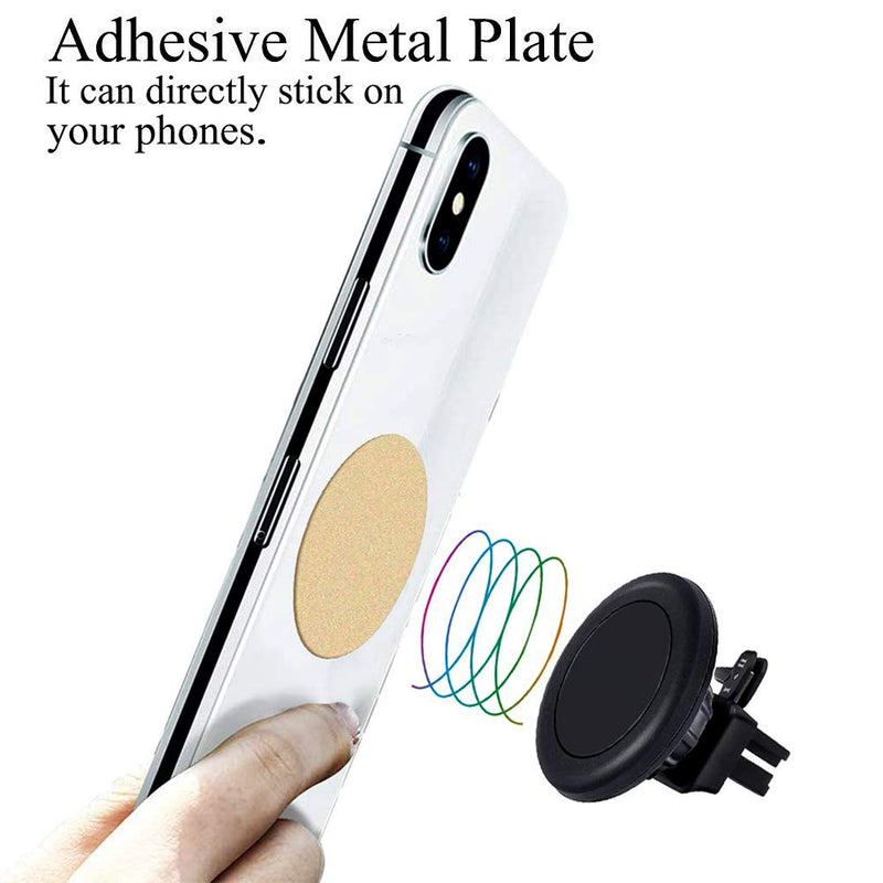 [Australia - AusPower] - 16 Pieces Phone Car Mount Metal Plate with Adhesive for Magnetic Cradle-Less Mount,Cell Phone, GPS and Tablet Holder by ACKLLR, 8 Rectangular and 8 Round, Black, Silver, Gold, Rose Gold 