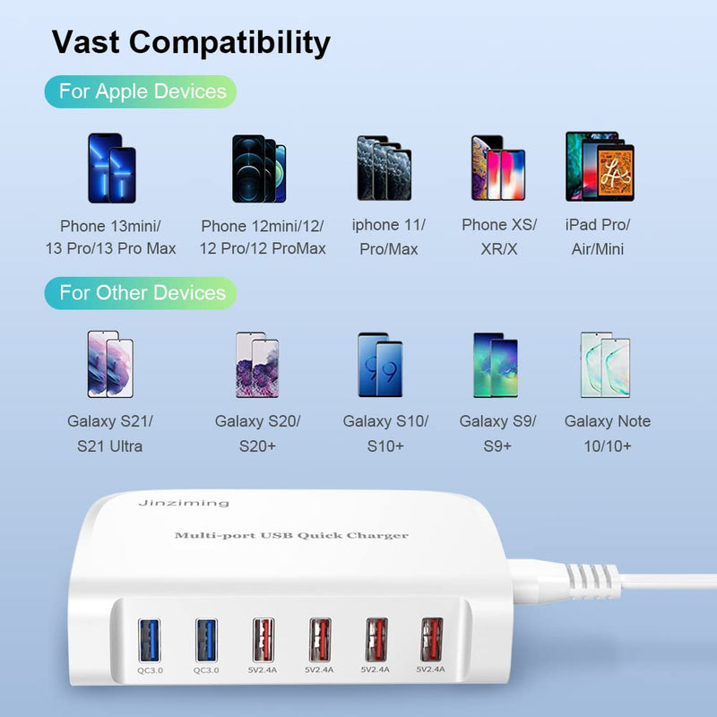 [Australia - AusPower] - USB Fast Charger 84W USB Wall Charger 6 Ports QC3.0 USB Charging Station for Multiple Devices Desktop Power Hub Smart Plug Rapid Charger Block for iPhone Xs/X iPad Pro/Air Galaxy S9 Laptop Smartphone 