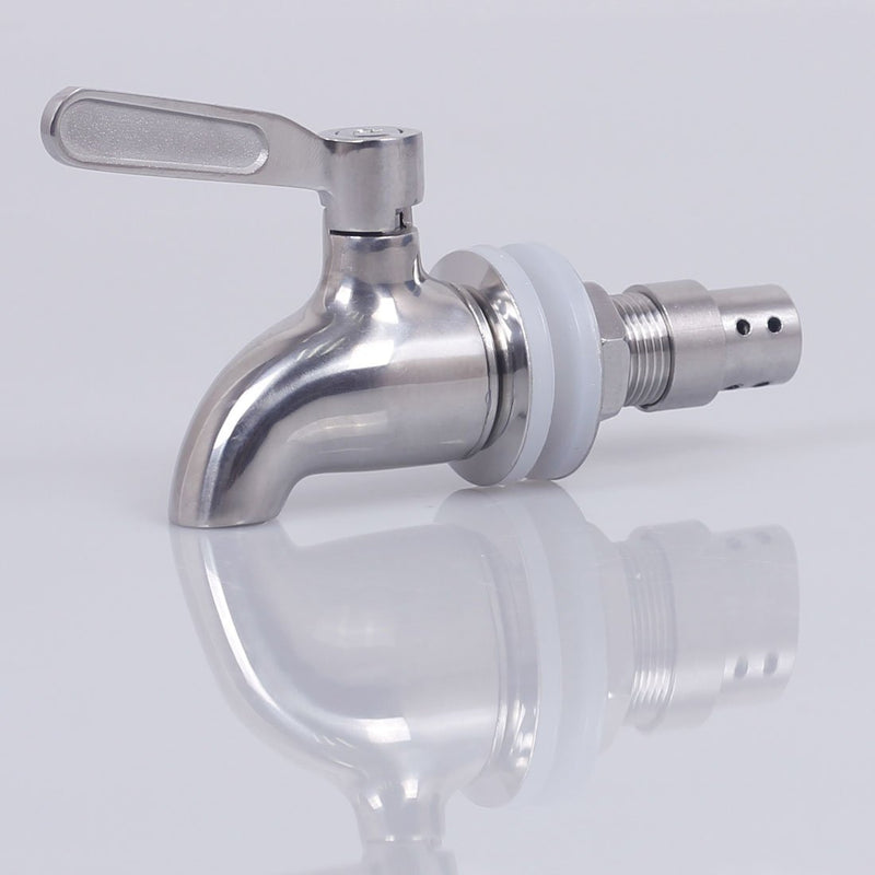 [Australia - AusPower] - Replacement Spigot Spout for Beverage Dispenser, Solid Stainless Steel Water Dispenser Replacement Faucet with Anti-Clogging Cap Polished Finished Silver 