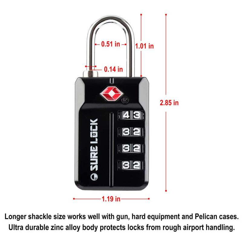 [Australia - AusPower] - TSA Approved Travel Luggage Locks, Open Alert Combination Lock for School Office & Gym Locker ,Toolbox, Pelican Case,Easy Read Dials- 1, 2 & 4 Pack 17021ALL COLOUR 