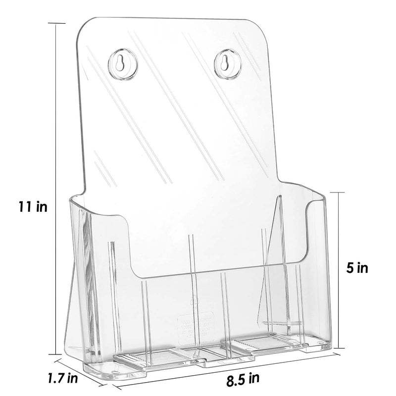 [Australia - AusPower] - KTRIO Acrylic Brochure Holder 8.5 x 11 inches Plastic Acrylic Literature Holders Clear Flyer Holder Rack Card Holder, Magazine, Pamphlet, Booklet Display Stand Trifold Holder Desk or Wall Mount 2 Pack 