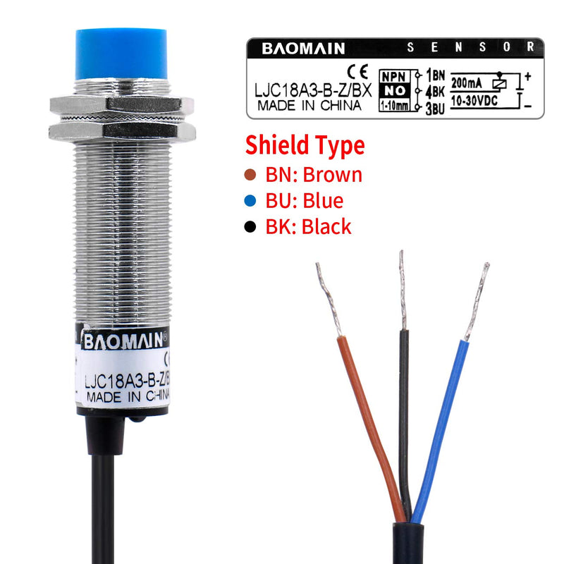 [Australia - AusPower] - Baomain Capacitance Proximity Sensor Switch LJC18A3-B-Z/BX NPN NO DC 10-30V 200mA 1-10mm 