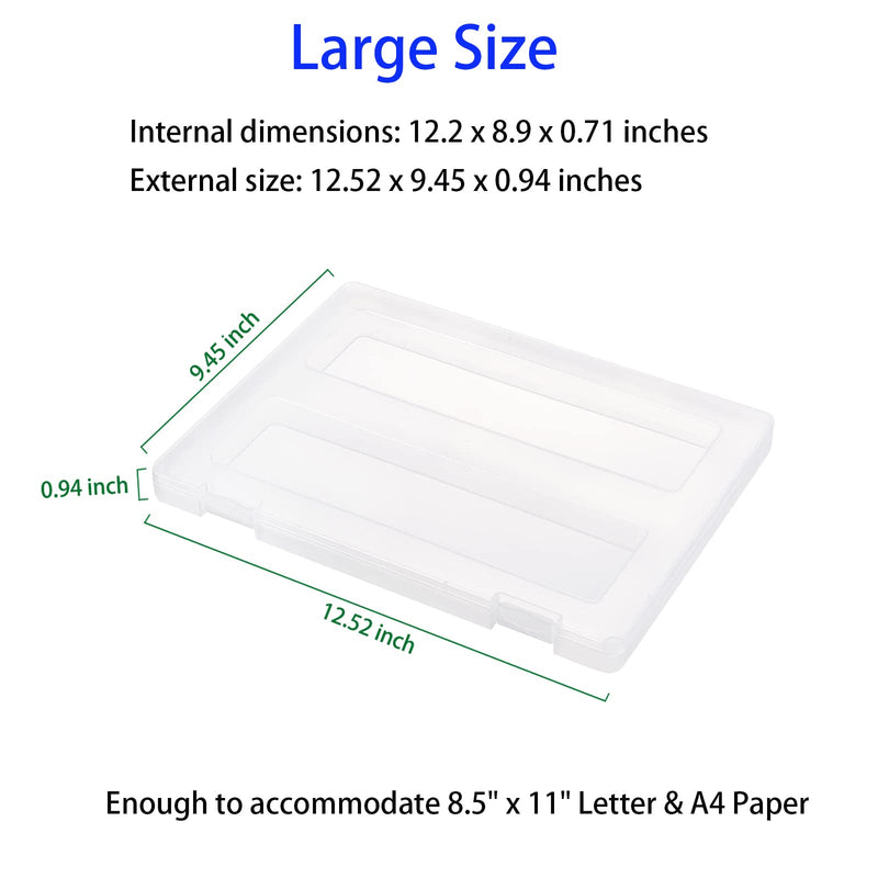 [Australia - AusPower] - VIXKEXN 2 Pack Portable Project Case for 8.5" x 11" Letter A4 File Paper, Plastic Scrapbook Paper Storage Box, Documents Magazines Protector, Office Supplies File Storage Case ( 12.52 X 9.45 X 0.94 in) 2 pack,12.52 X 9.45 X 0.94 inch 