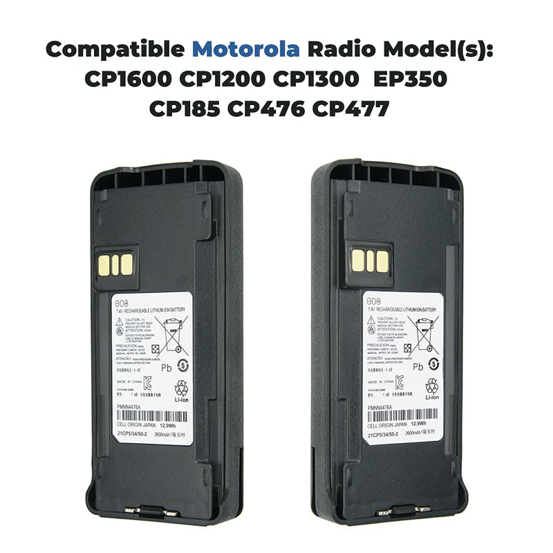 [Australia - AusPower] - PMNN4476A Battery 2600mAh Walkie Talkie Rechargeable Battery for Motorola CP1200 CP1300 CP1600 EP350 CP185 Radio Battery with Belt Clip 