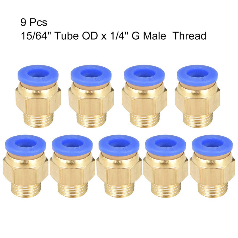 [Australia - AusPower] - uxcell Straight Pneumatic Push to Quick Connect Fittings G1/4 Male x 6mm Tube OD 9pcs 