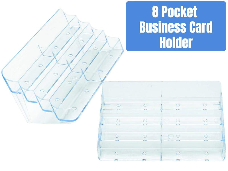 [Australia - AusPower] - 1InTheOffice Business Card Stand, Business Card Holders Display, 8 Pocket Multiple Business Card Display, 400 Card Capacity 