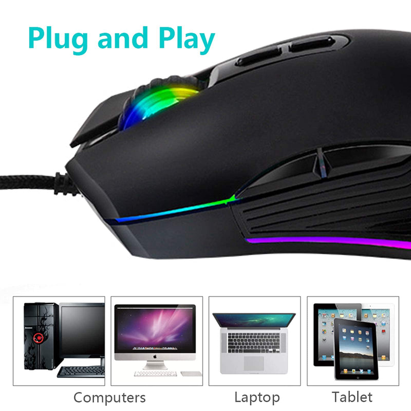 [Australia - AusPower] - IULONEE Type C Mouse, Wired USB C Mice Gaming Mouse Ergonomic 4 RGB Backlight 3200 DPI Compatible with M@c, Matebook, Chromebook, HP OMEN, Windows PC, Laptop and More USB Type C Devices (Black+Pink) 