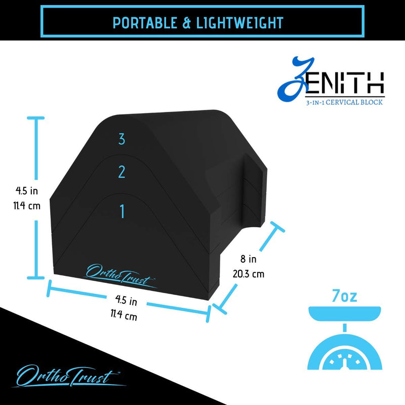 [Australia - AusPower] - Zenith Cervical Traction Orthotic Chiropractic Neck Corrector 3-in-1 Device for Stretching Forward Head Posture Physical Therapy & Pain Relief Black 