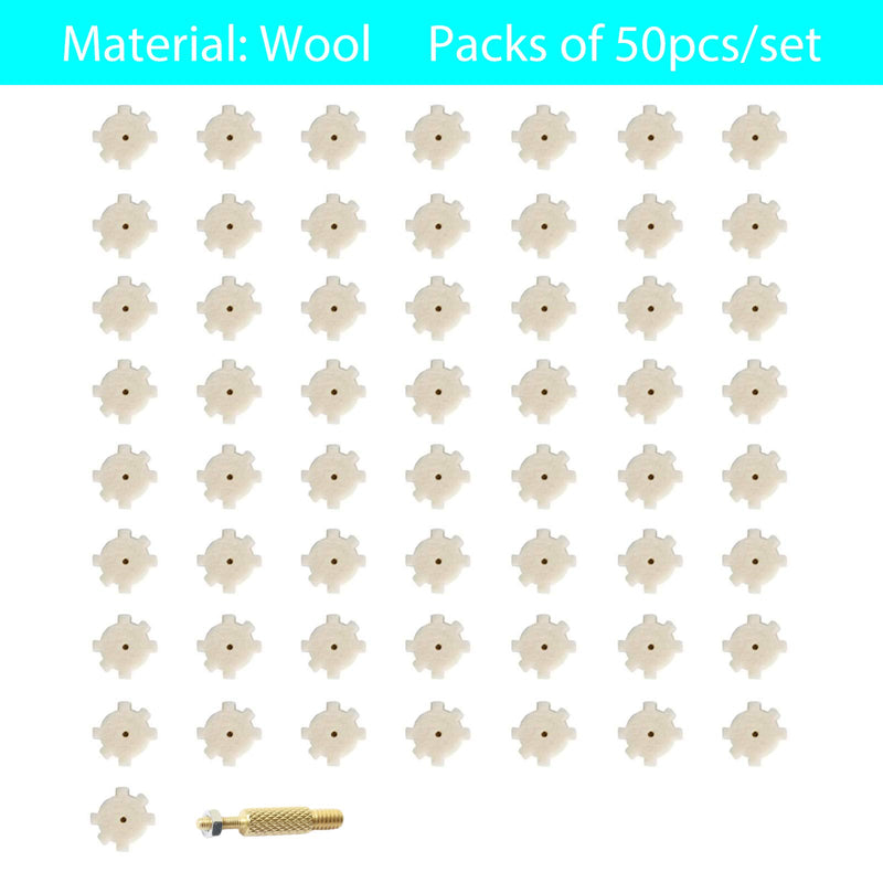 [Australia - AusPower] - (50 Pack) Aolamegs .223/5.56 Wool Star Chamber Cleaning Pads or Attachment with Brass Connector 50 Pack 