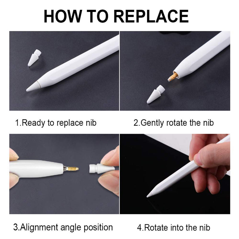 [Australia - AusPower] - 4 Pack Pencil Tips Replacement for Apple Pencil 1st / 2nd Generation, iPencil High Sensitivity Nib for iPad Pro Pen-White 