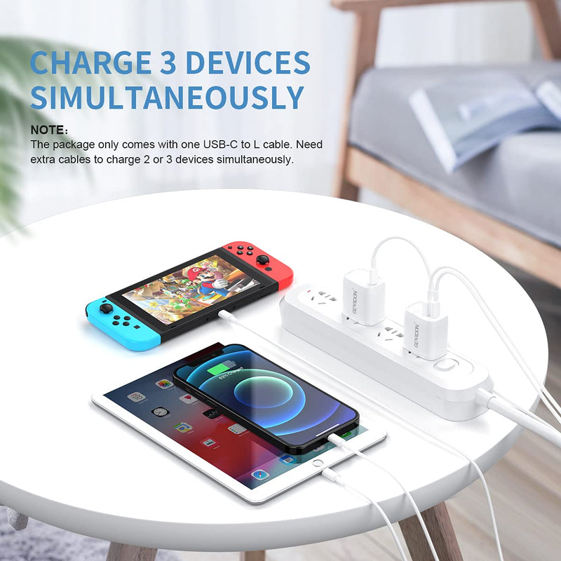 [Australia - AusPower] - 2 Packs USB C Charger with Cable, 20W PD Fast Charging Block Wall Plug Power Adapter Dual Ports with 3.3FT Type-C Cable for iPhone 13/13 Mini/13 Pro/13 Pro Max/12/12 pro/12 pro max/11/11 Pro 