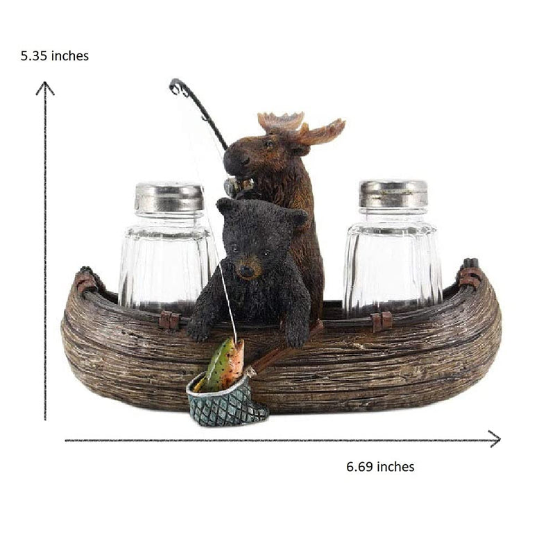 [Australia - AusPower] - Comfy Hour Western Retro Collection Resin Moose and Bear Fishing Salt and Pepper Bottle Holder (Bottle Not Included) 