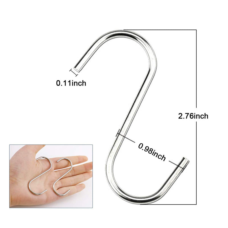 [Australia - AusPower] - 40 Pack S Hooks - Stainless Steel Heavy Duty S Hooks for Hanging pots, Pans, Plants, Coffee Mugs, Towels in Kitchen and Bathroom, Coat, Bag, Work Shop, Perfect Rack Hooks 40-Pack(2.75 Inch) 