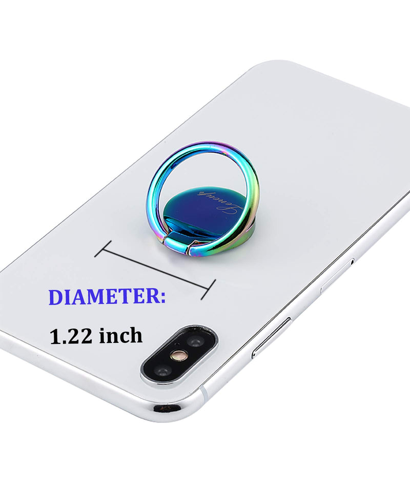 [Australia - AusPower] - lenoup Rainbow Cell Phone Ring Stand Holder,Blue Multicolor Ring Grip Kickstand,360 Rotation Metal Finger Ring for Almost All Phones,Pad 