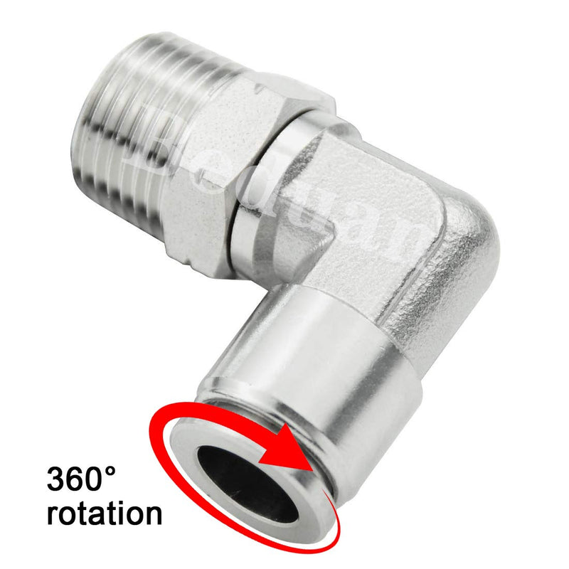 [Australia - AusPower] - Beduan Push to Connect Fitting Elbow, 1/4" Tube OD x 3/8" NPT Male 90 Degree Elbow Adapter 304 Stainless Steel Air Union Fitting 1/4"Tube OD-3/8"NPT 