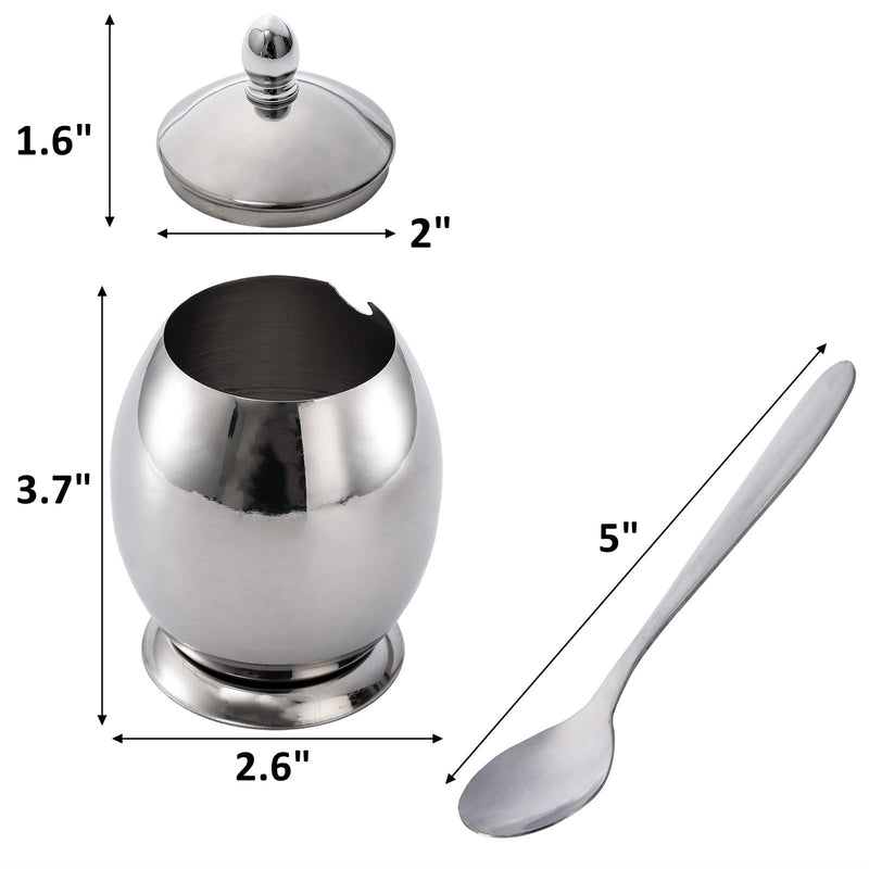 [Australia - AusPower] - ZOOFOX Set of 3 Condiment Pot, Stainless Steel Seasoning Box with Serving Spoon and Tray, 11 OZ Seasoning Canister for Sugar Bowl Serving Tea, Coffee, Spice 