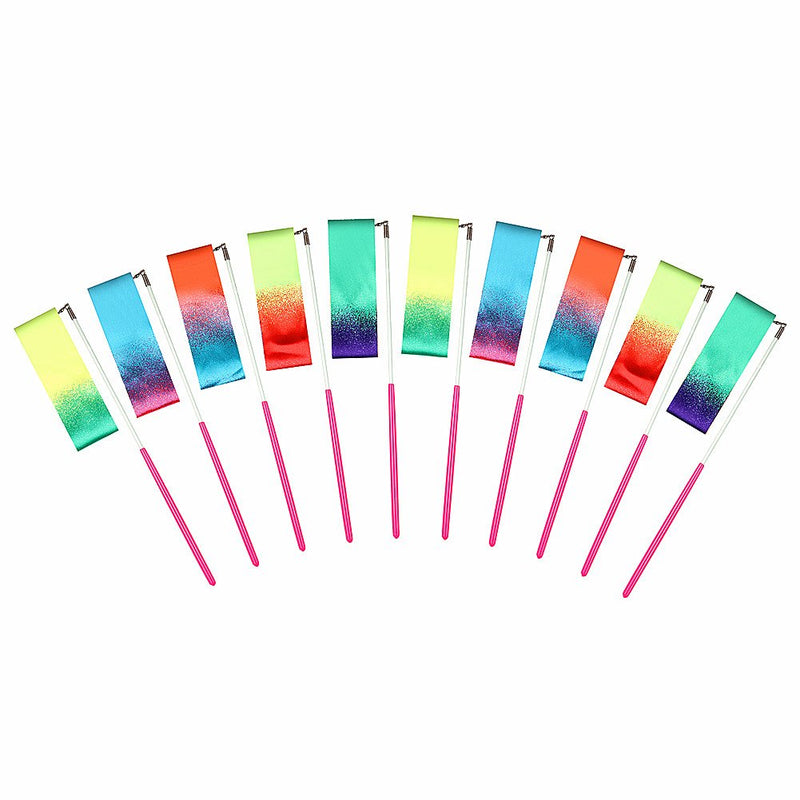 [Australia - AusPower] - AITIME 10 Pieces 2 Meters Gym Gymnastics Dance Ribbons,Rainbow Dancer Ribbons with Twirling Wands for Kids Dancing,CE and EN71 Approved, Starry Sky Colors 