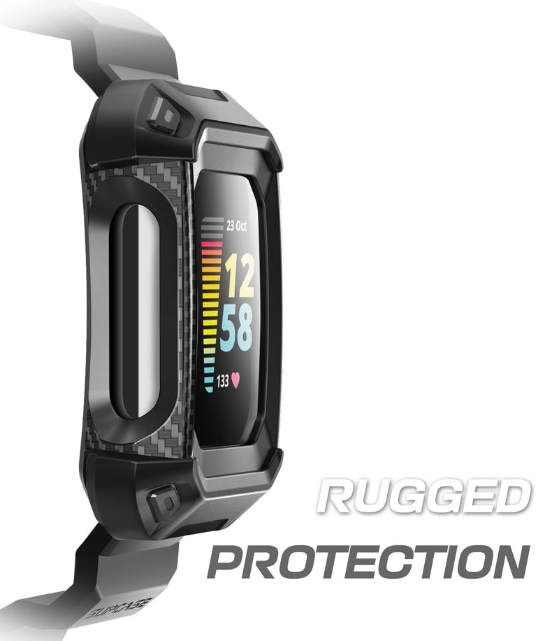 [Australia - AusPower] - SUPCASE Unicorn Beetle Pro Watch Bands for Fitbit Charge 5 (2021),Protective Replacement Wristband Case Band (Black) 