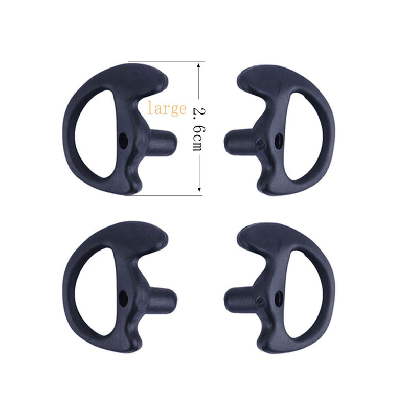 [Australia - AusPower] - Yolipar Replacement Soft Silicone Eardud Earmold for Walkie Talkie Audio kit Air Acoustic Tube Earpiece Headset (Black, Large(2 Pairs)) Black Large(2 pairs) 
