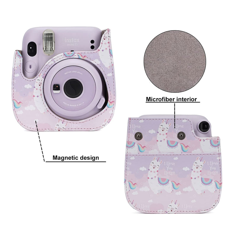 [Australia - AusPower] - Instant Camera Case Compatible with Fujifilm Instax Mini 11/9/8/8+ PU Leather Bag with Pocket and Adjustable Shoulder Strap Mini Photo Album (Alpaca) Alpaca 