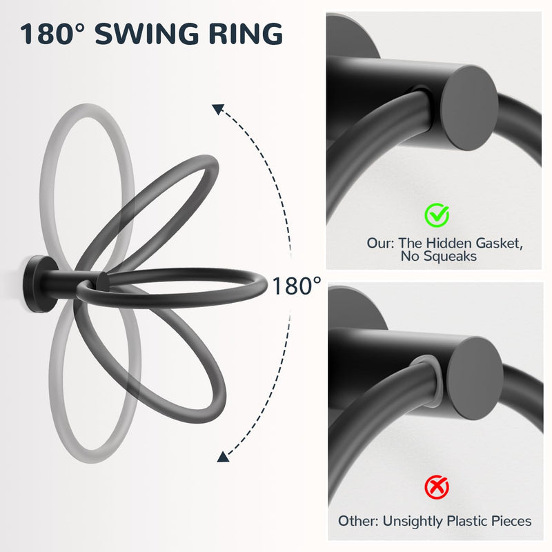 [Australia - AusPower] - FORIOUS Matte Black Toilet Paper Holder and Towel Ring Set [Wall Mount, Sus304 Stainless Steel] Toilet Paper Holder Bathroom Towel Holder Hand Modern Bathroom Hardware Set for Bathroom, RV 