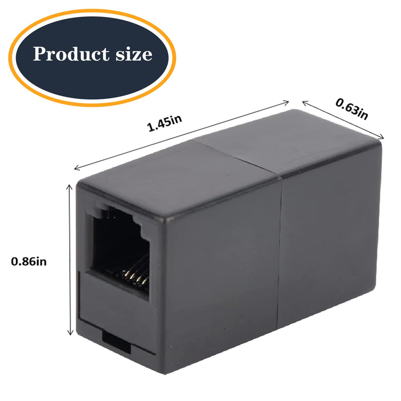 [Australia - AusPower] - Ubramac RJ11 Coupler, Straight Telephone Inline Coupler RJ11 6P4C Inline Keystone Jack Female to Female Straight Telephone Cable Cord Extension Adapter (Black -10 Pack) Black -10 Pack 
